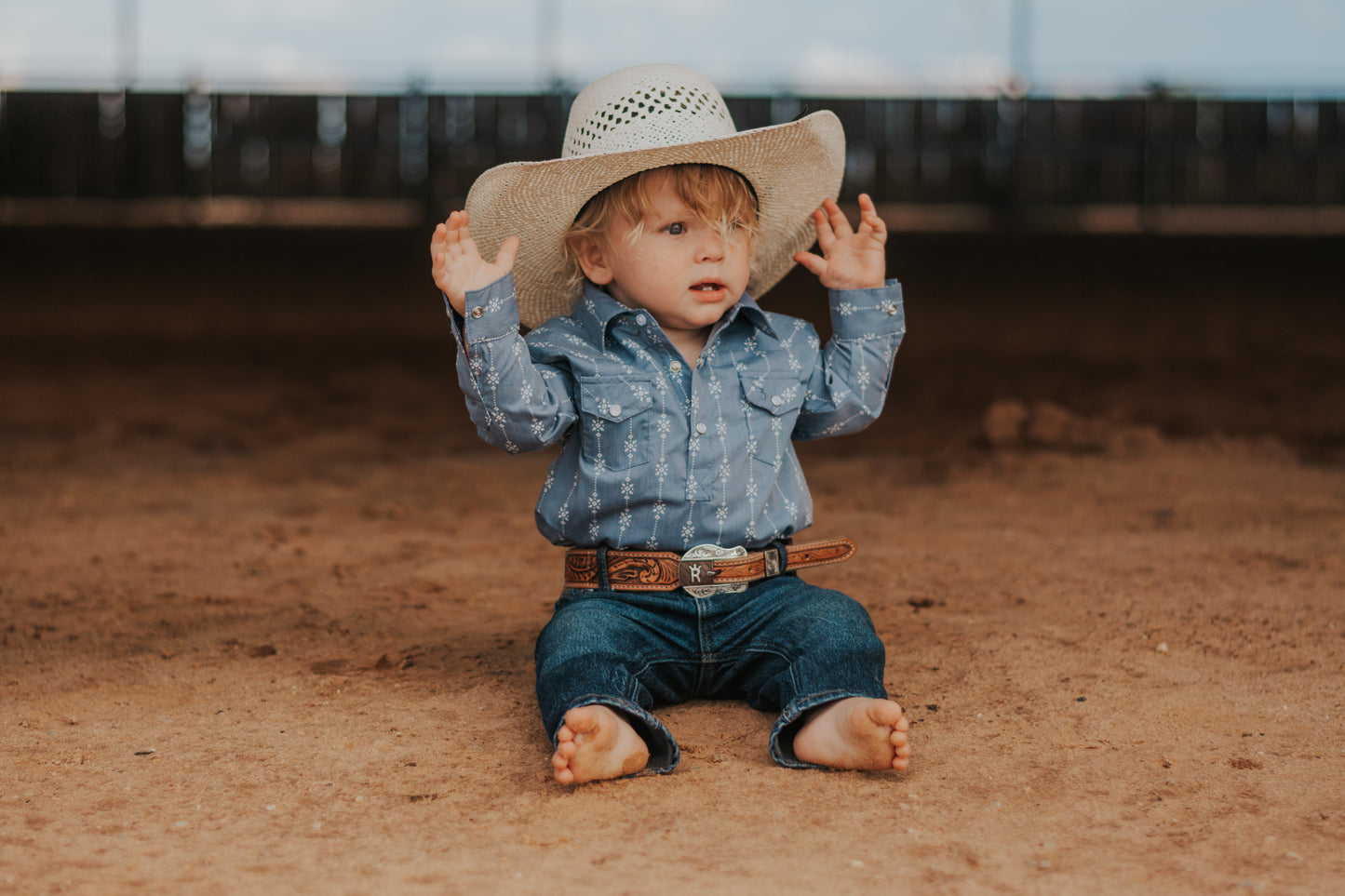 Starlight Vintage Long Sleeve Pearl Snap Onesie