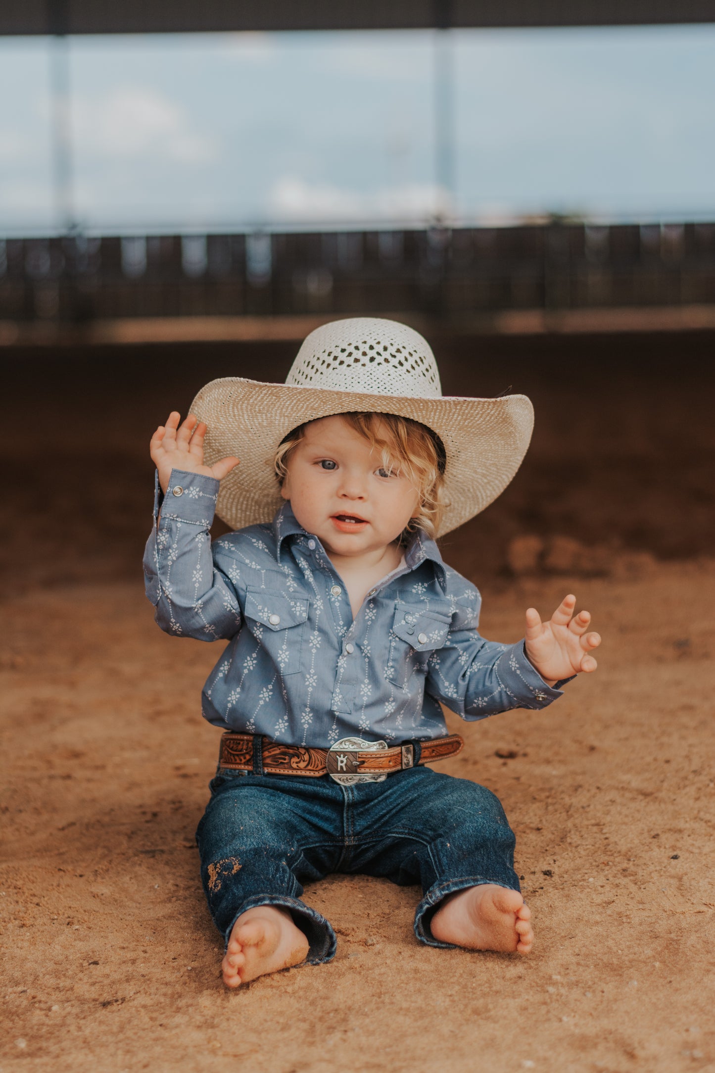 Starlight Vintage Long Sleeve Pearl Snap Onesie