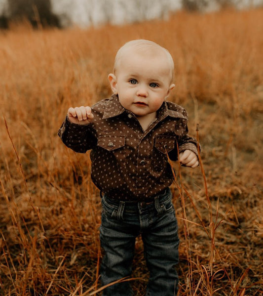 Diamonds & Rust Long Sleeve Pearl Snap Onesie