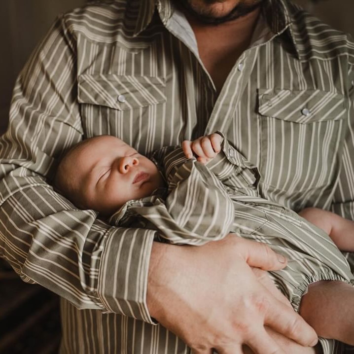 Vintage Green Stripe Long Sleeve Pearl Snap Onesie