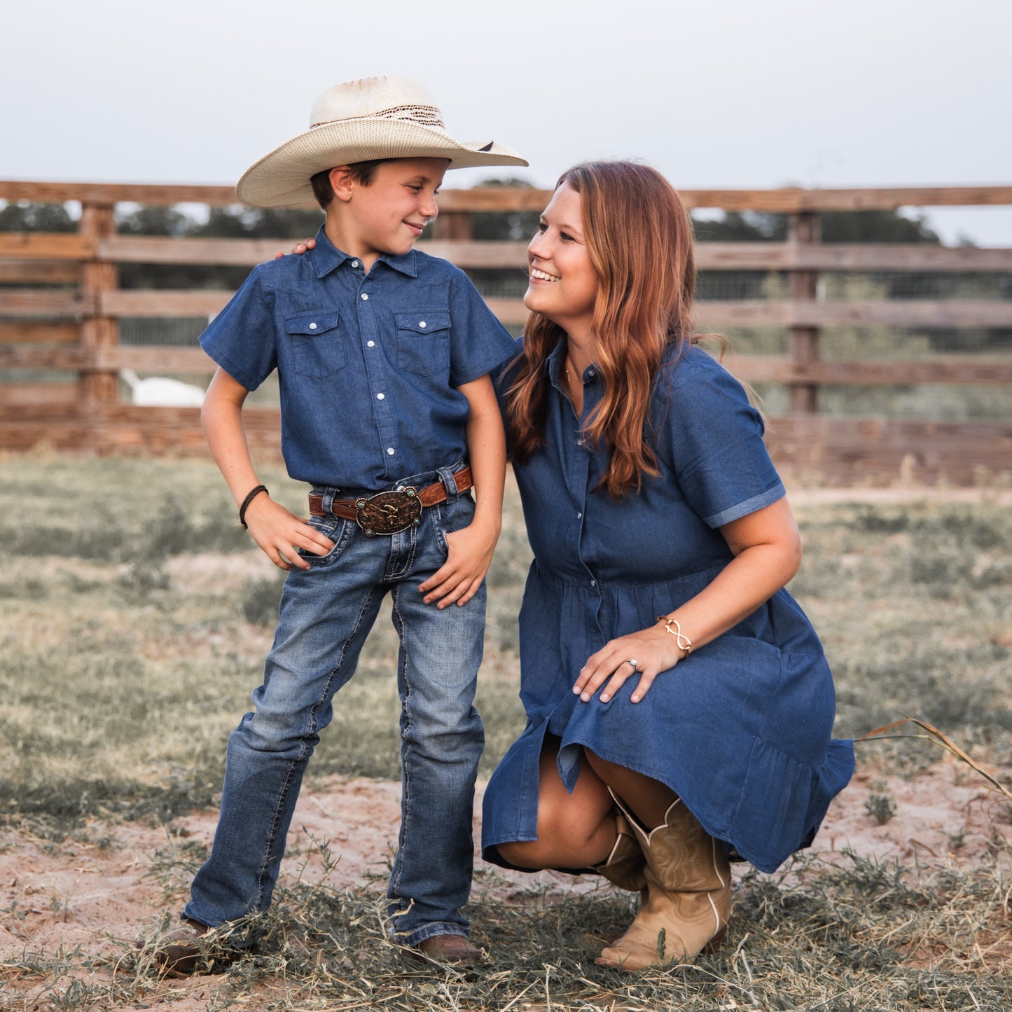 Dark Denim Pearl Snap Dress (Infant-Adult)