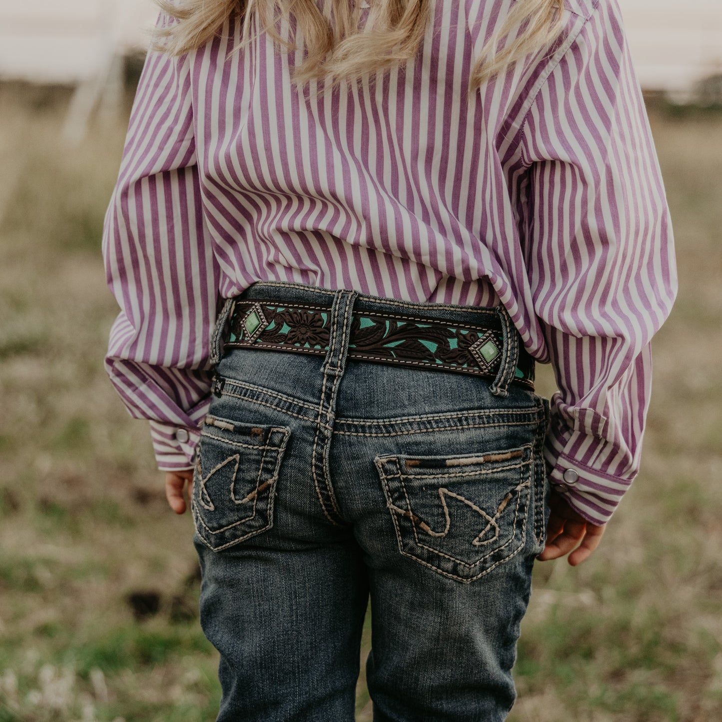 Ariat Turquoise Floral Tooled Belt with Buckle