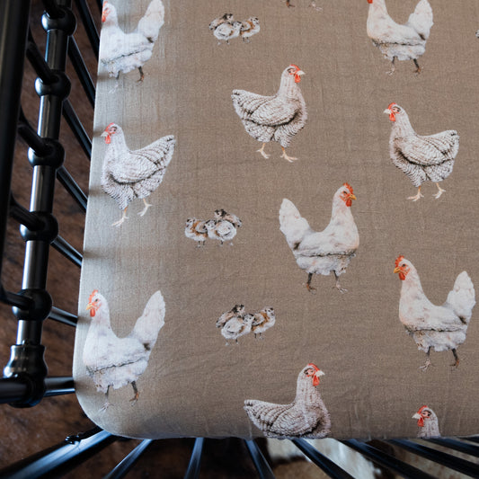 Chicken Bamboo Muslin Crib Sheet