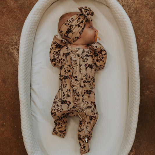 Prairie Rose -Ruffled- Folding Feet Jammies