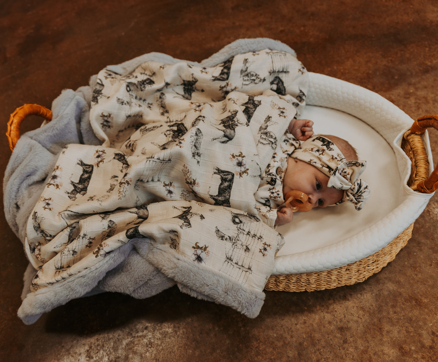 Western Serenity Bamboo Muslin/Minky Blanket