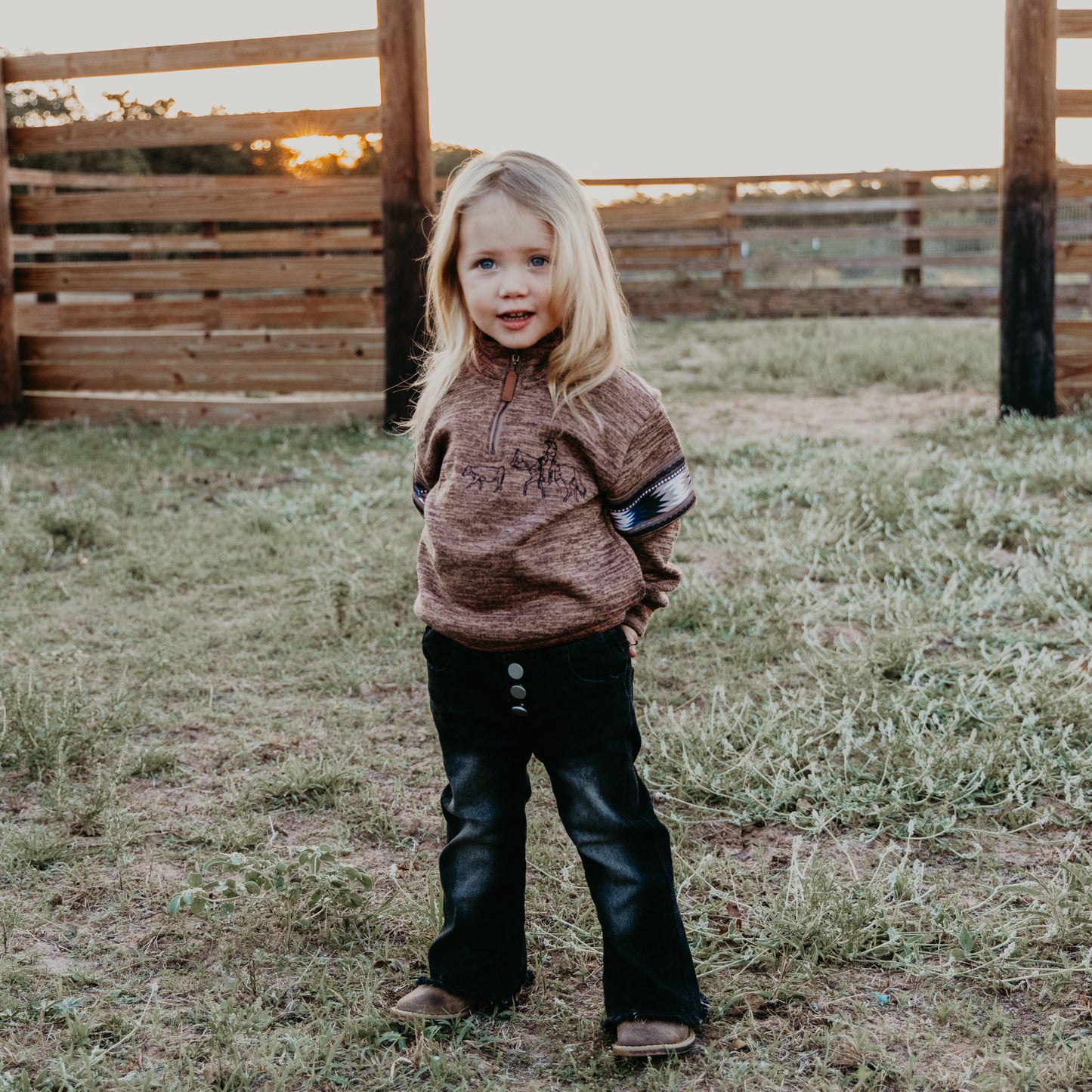 Faded Black Denim Bells