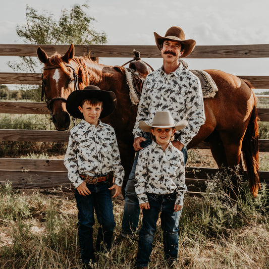 Cowboy Dino Long Sleeve Pearl Snap (Toddler-Adult)