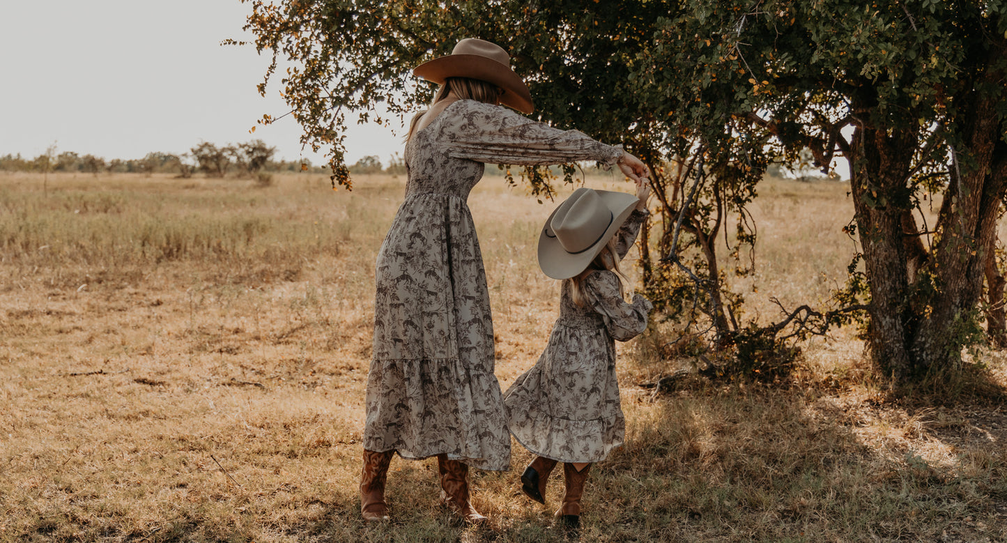 Western Daydream Tan/Brown Dress (infant-adult)
