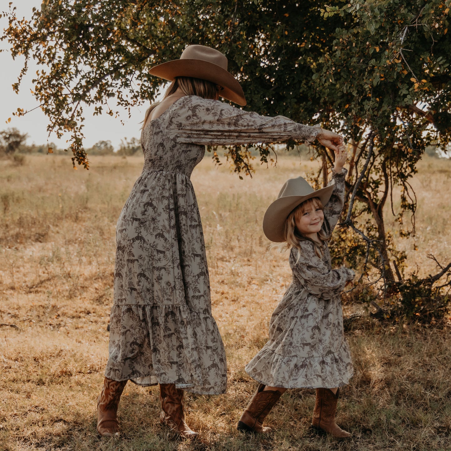Western Daydream Tan/Brown Dress (infant-adult)