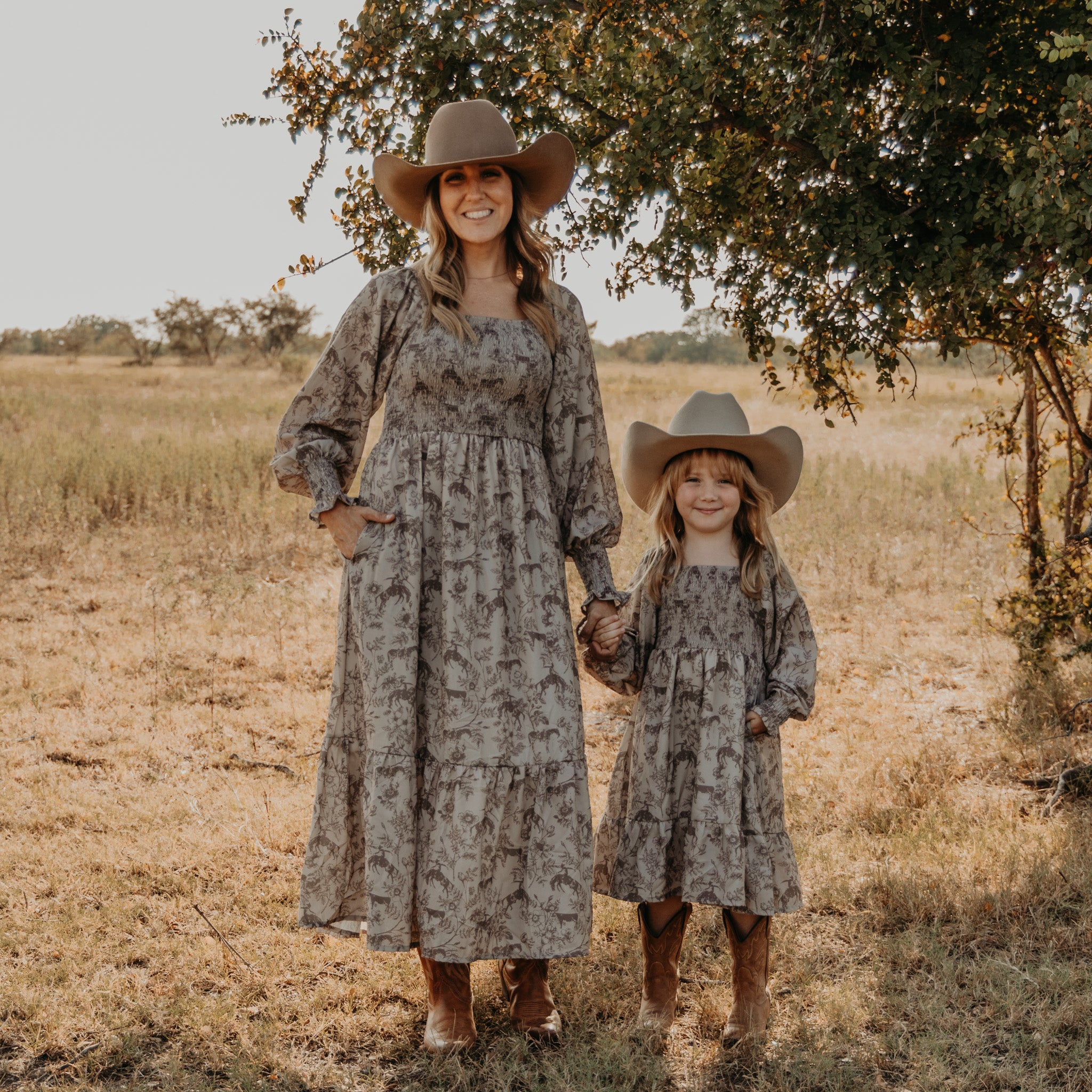 Western Daydream Tan/Brown Dress (infant-adult) Adult 2XL