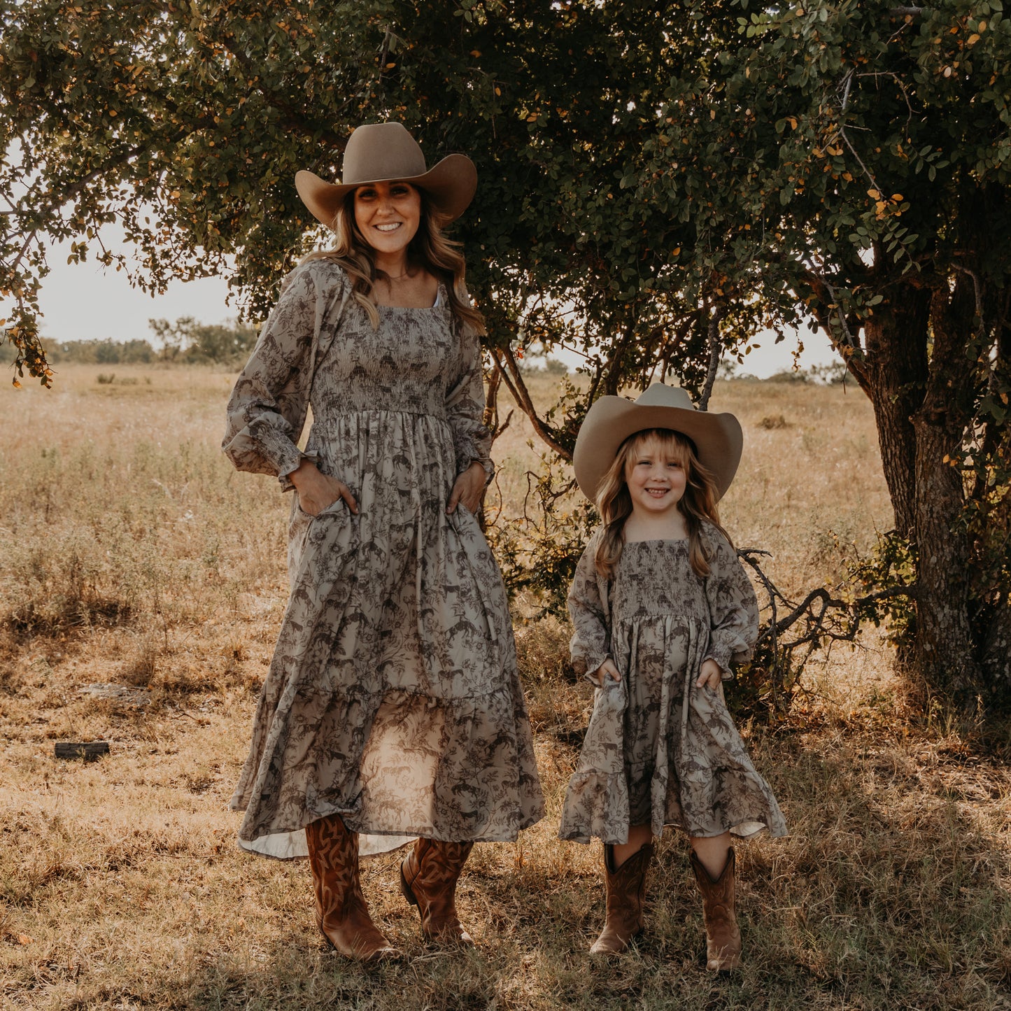 Western Daydream Tan/Brown Dress (infant-adult)