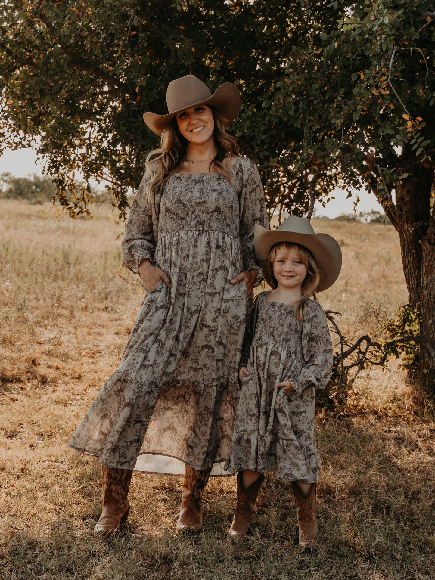 Western Daydream Tan/Brown Dress (infant-adult)