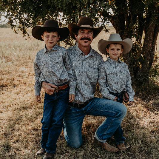 Diamond Floral Long Sleeve Pearl Snap (Toddler-Adult)