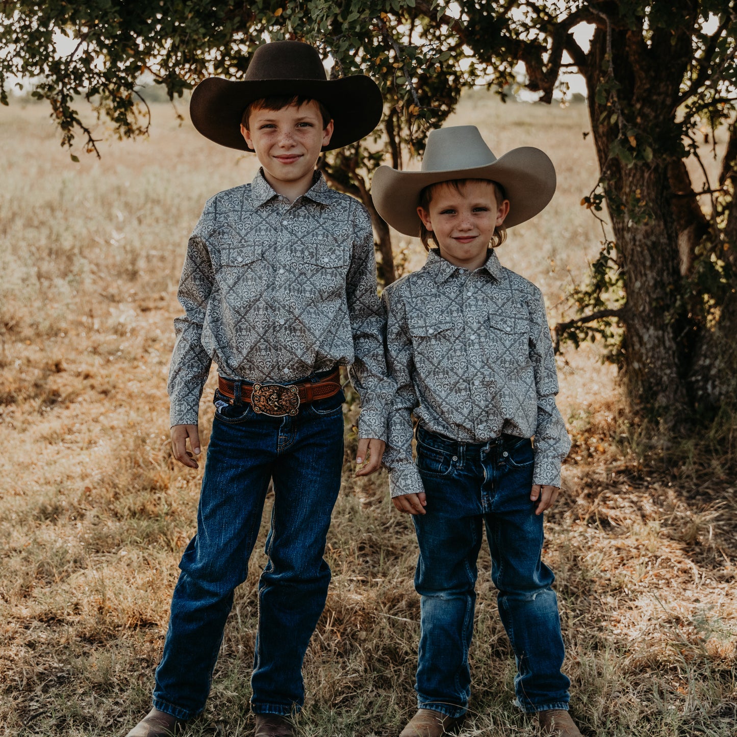 Diamond Floral Long Sleeve Pearl Snap (Toddler-Adult)