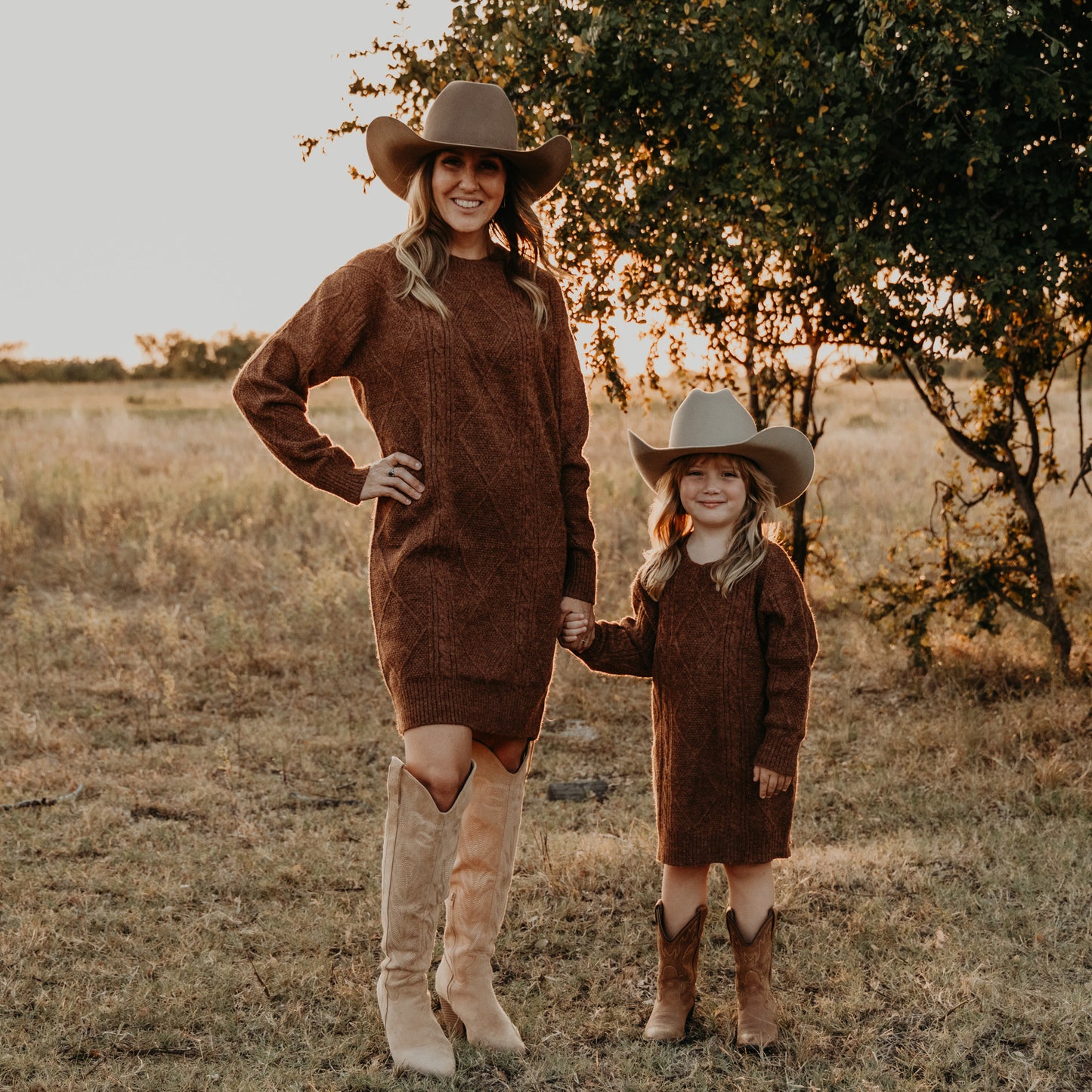 Cable Knit Sweater Dress in Rust (toddler-adult)