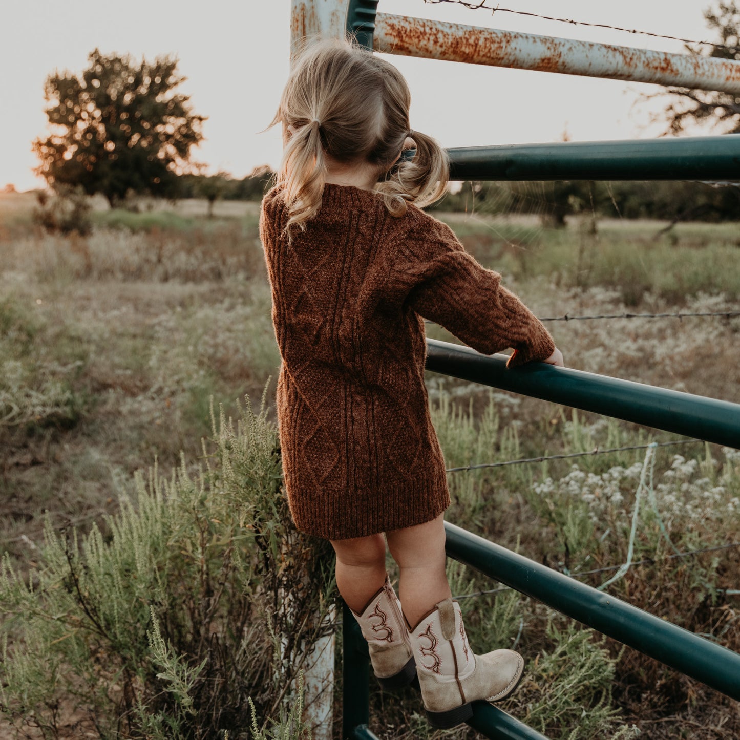 Cable Knit Sweater Dress in Rust (toddler-adult)