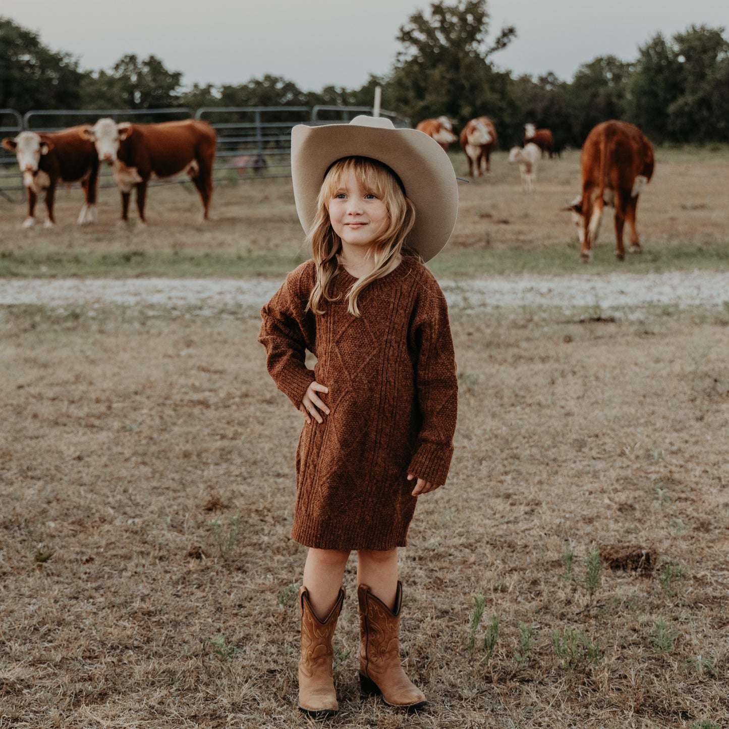 Cable Knit Sweater Dress in Rust (toddler-adult)