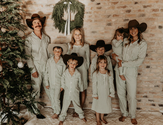 Silent Night Vintage Stripe Christmas Set (Toddler-Adult)