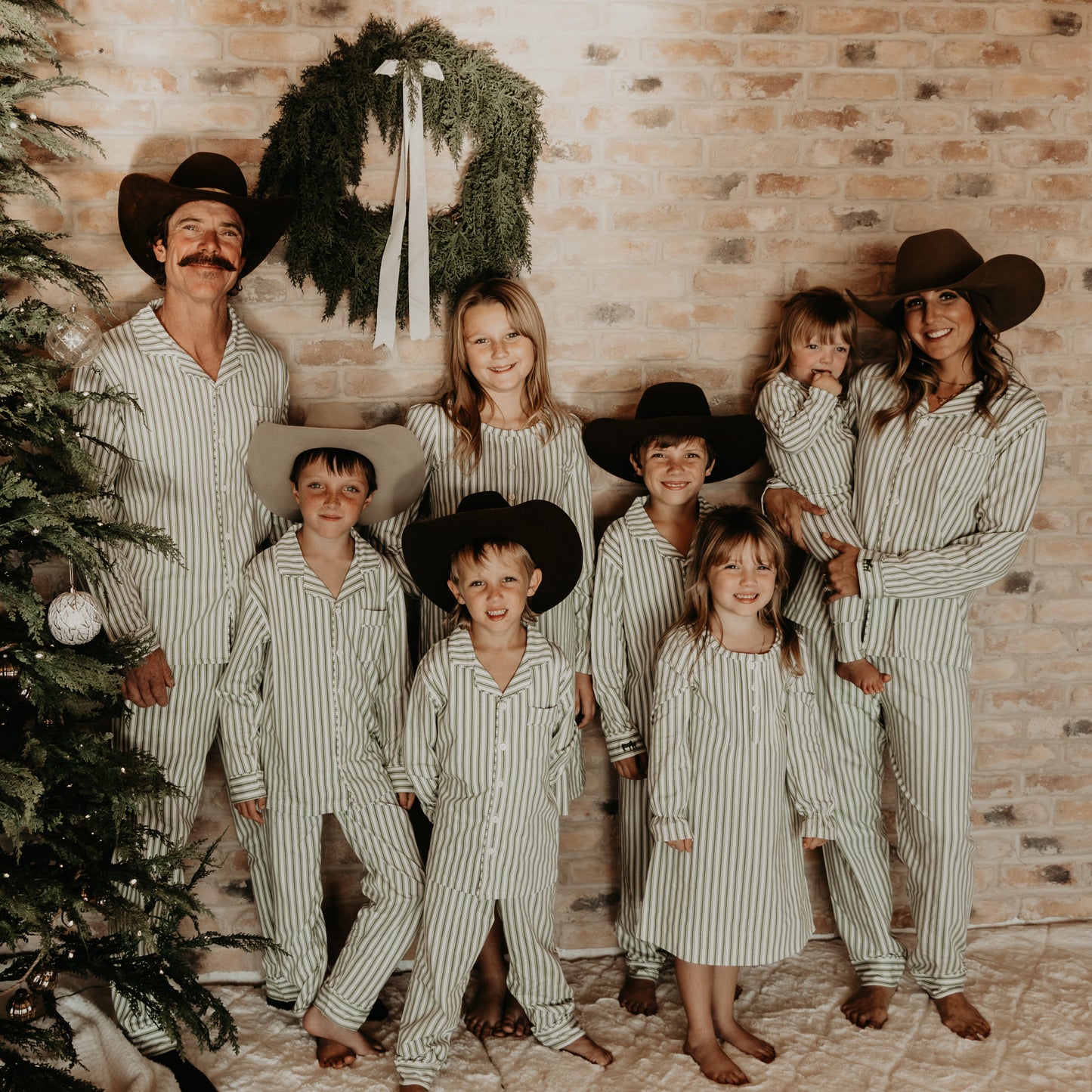 Silent Night Vintage Stripe Christmas Set (Toddler-Adult)