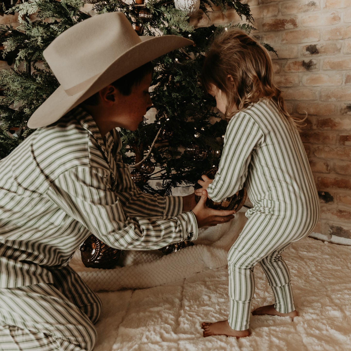 Silent Night Vintage Stripe Christmas Set (Toddler-Adult)
