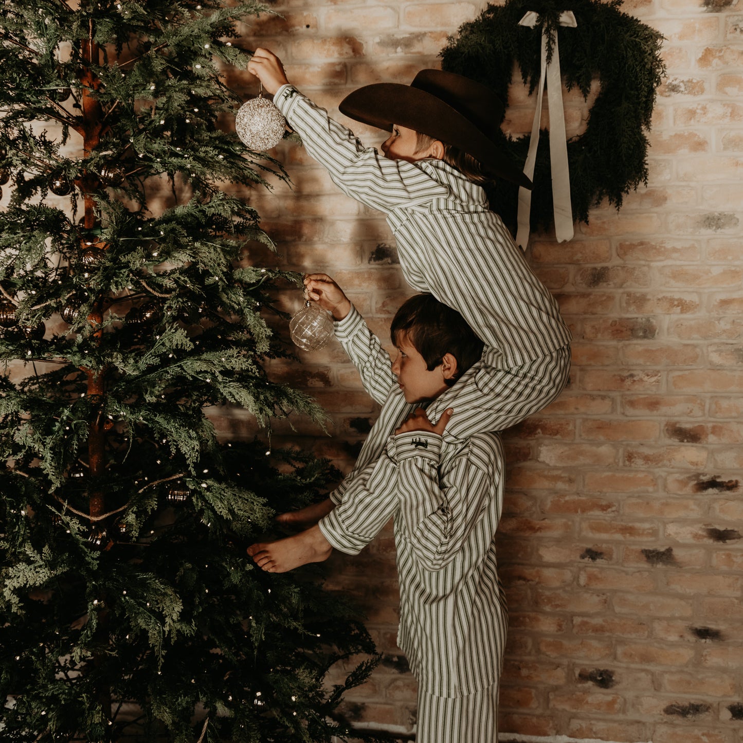 Silent Night Vintage Stripe Christmas Set (Toddler-Adult)