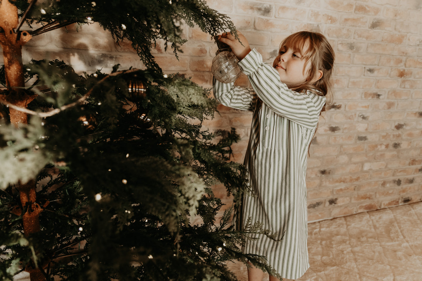 Silent Night Vintage Stripe Christmas Nightgown