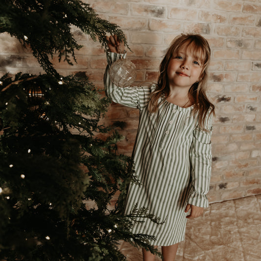 Silent Night Vintage Stripe Christmas Nightgown