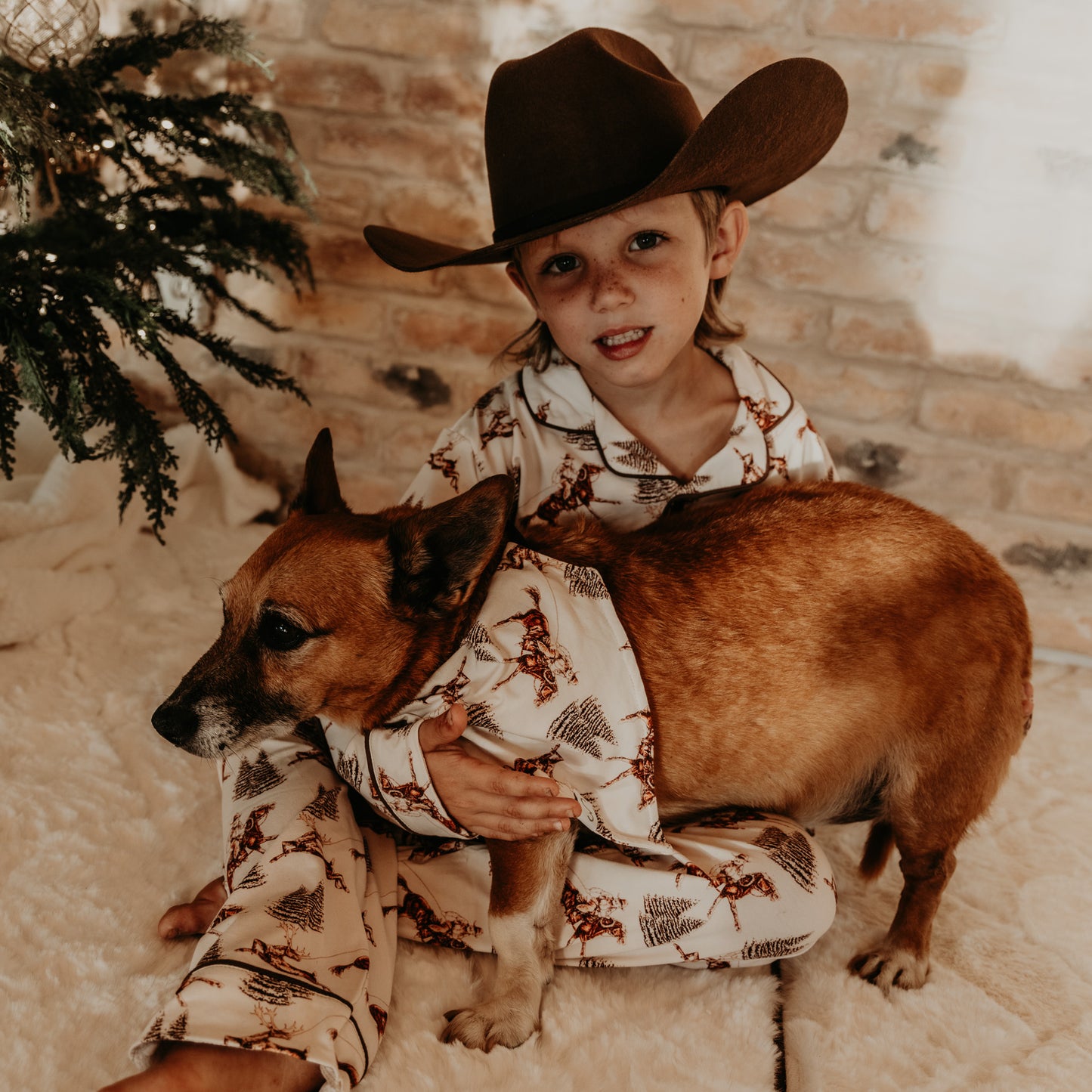 Vintage Beige Cowboy Christmas Set (Toddler-Adult)