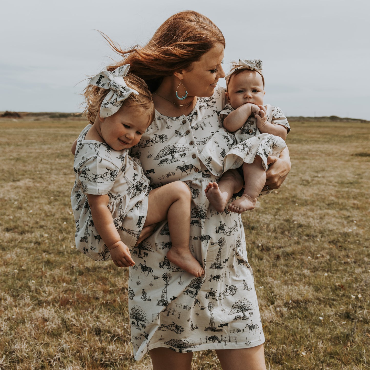 Cowboyin' Cotton Dress with Pockets / Matching Bow