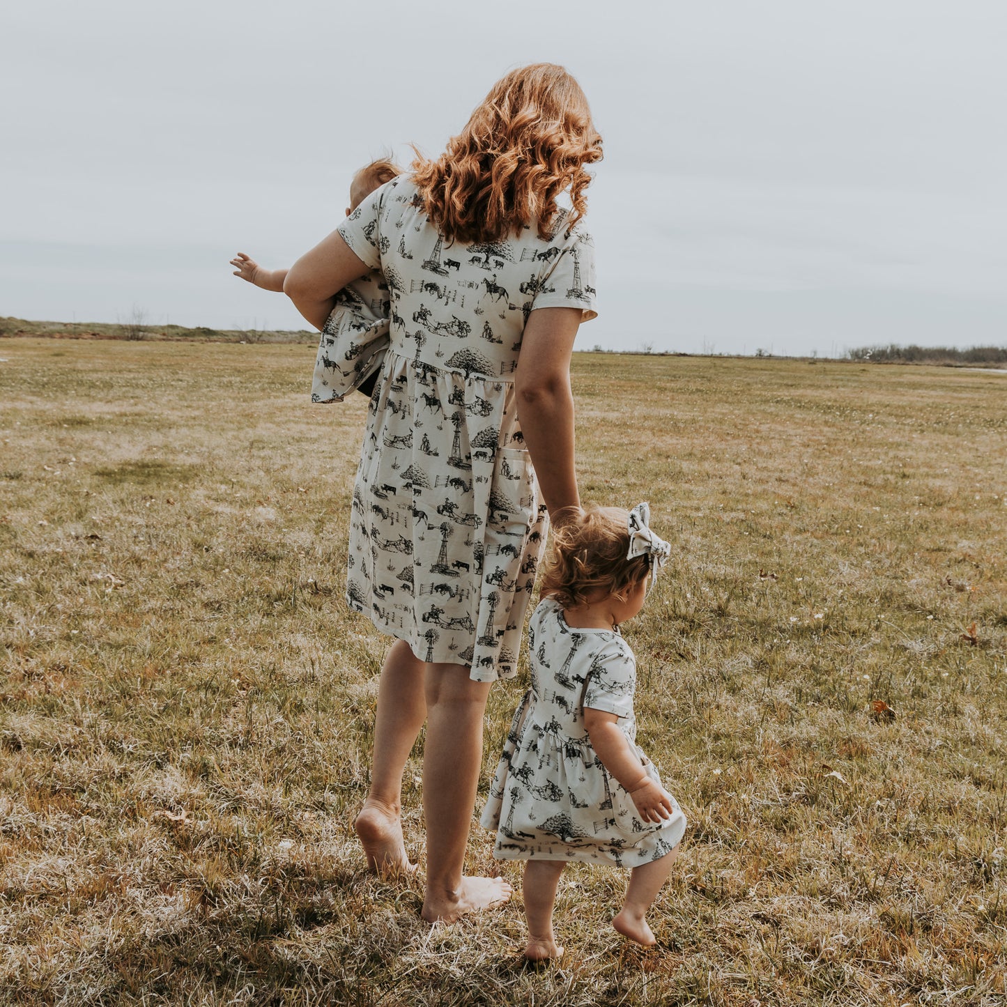 Cowboyin' Cotton Dress with Pockets / Matching Bow