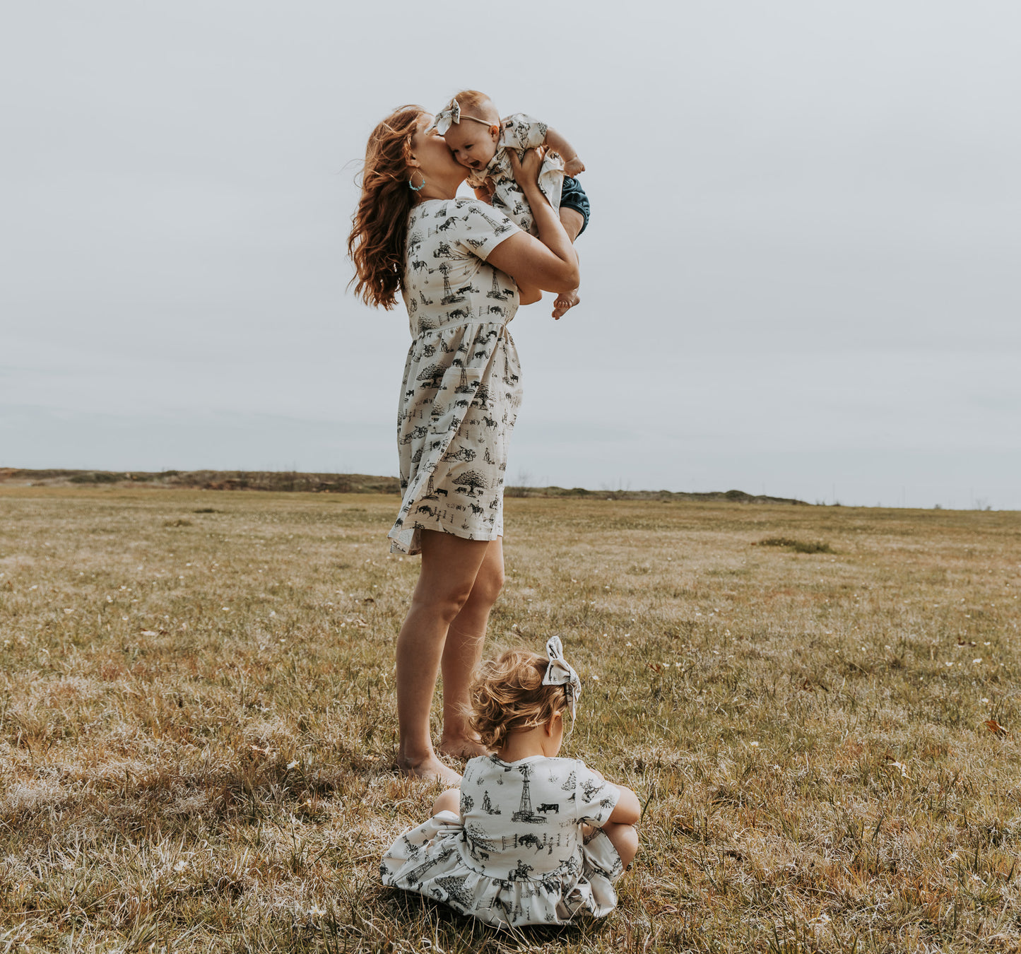 Cowboyin' Cotton Dress with Pockets / Matching Bow