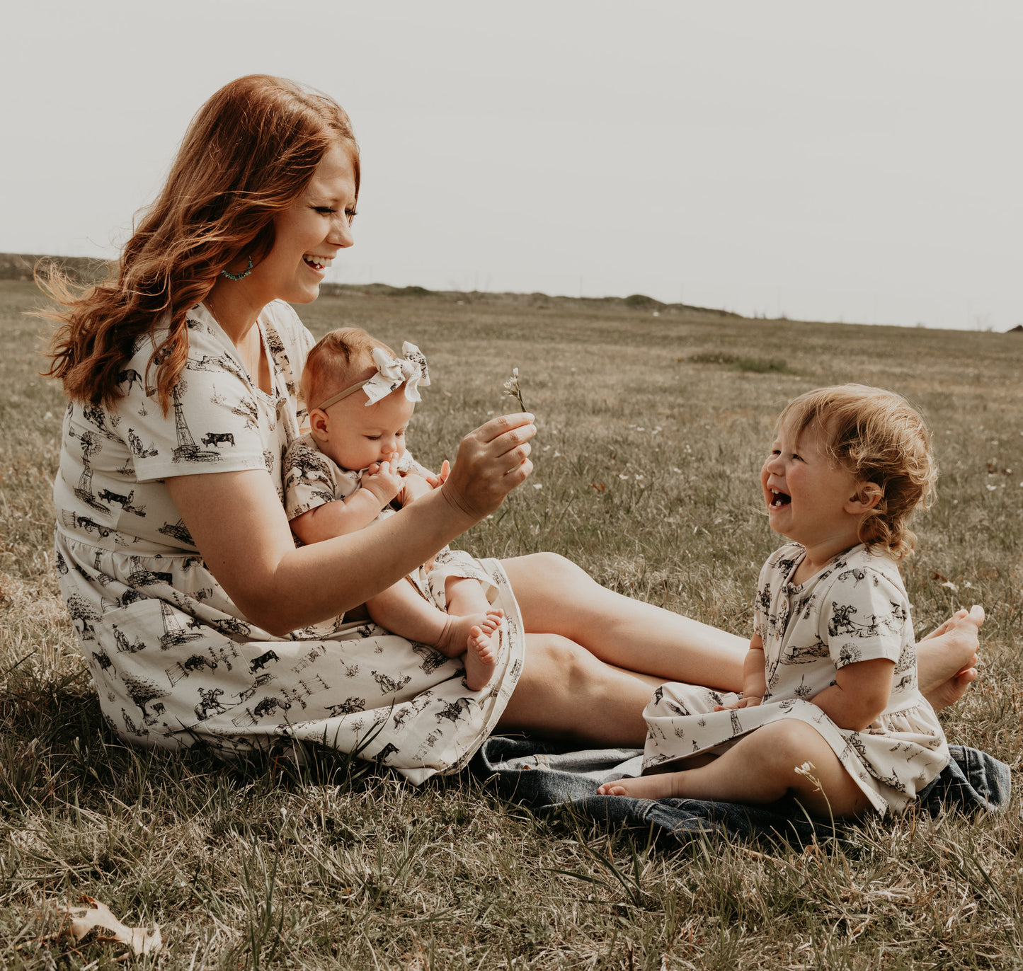 Cowboyin' Cotton Dress with Pockets / Matching Bow