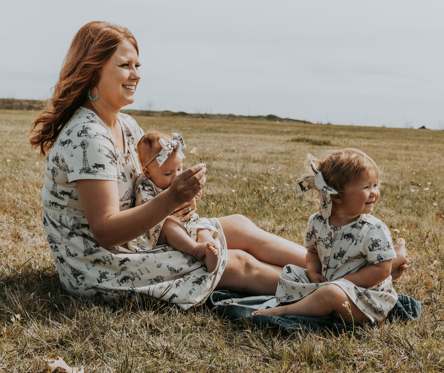 Cowboyin' Cotton Dress with Pockets / Matching Bow