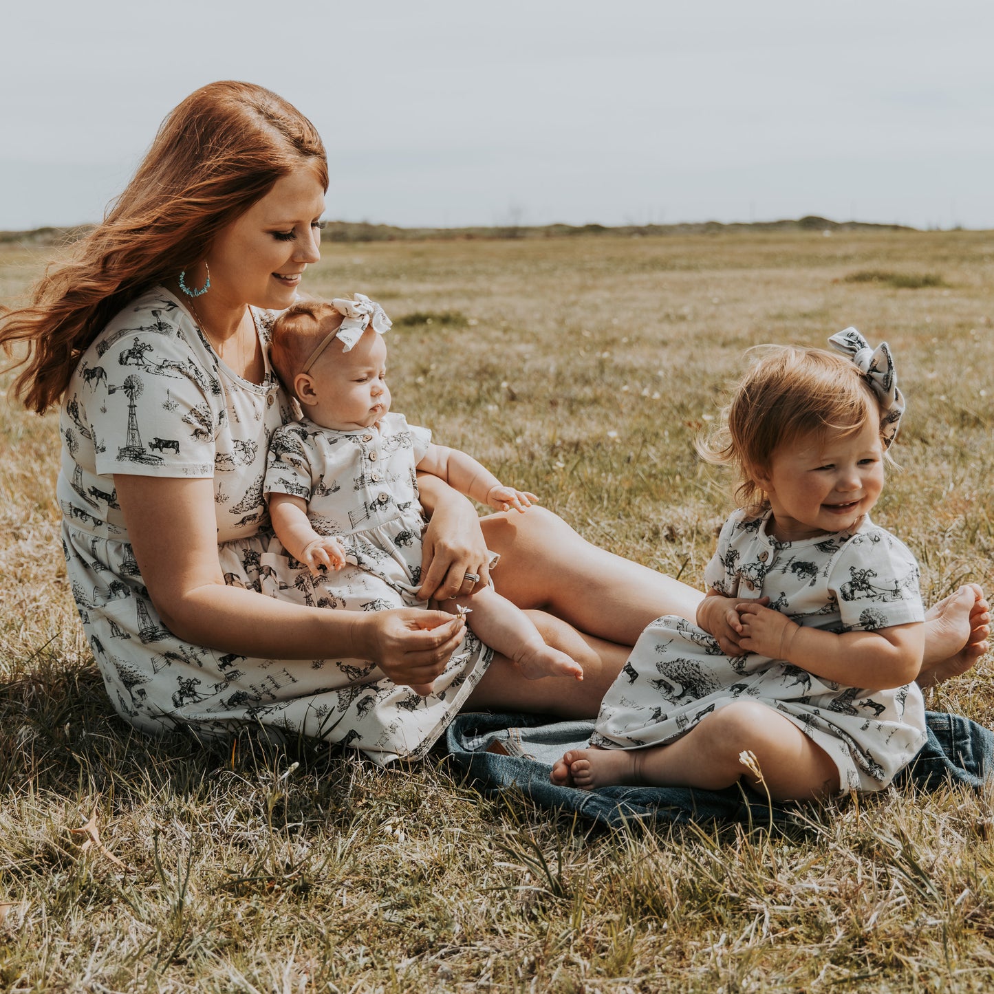 Cowboyin' Cotton Dress with Pockets / Matching Bow