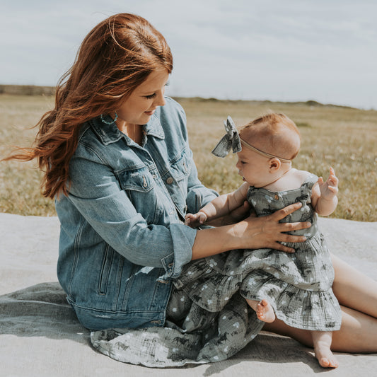 Sweet Grass Cotton Gauze Dress / Matching Bow