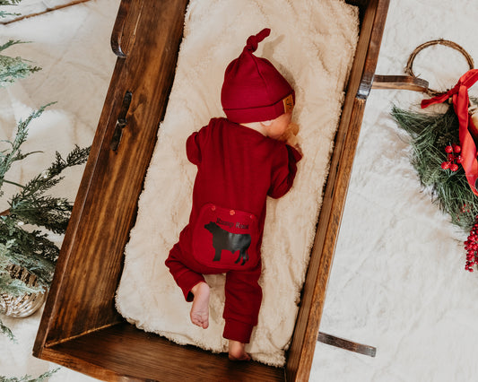 Red Waffle Long John Newborn Baby Hat