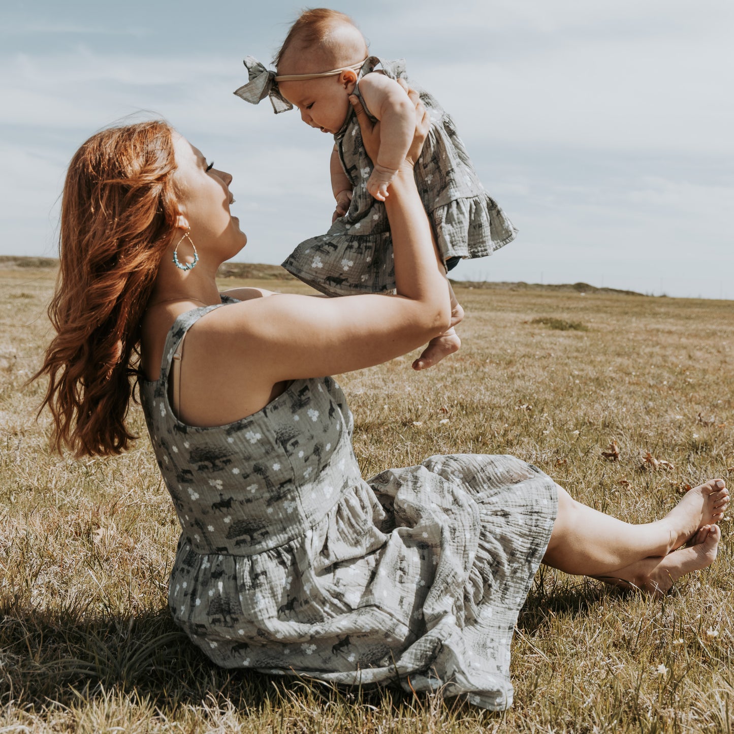 Sweet Grass Cotton Gauze Dress / Matching Bow