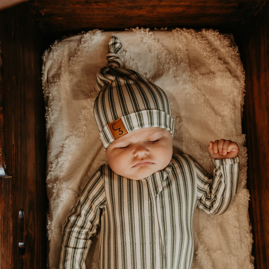 Silent Night Vintage Stripe Christmas Folding Feet Jammies