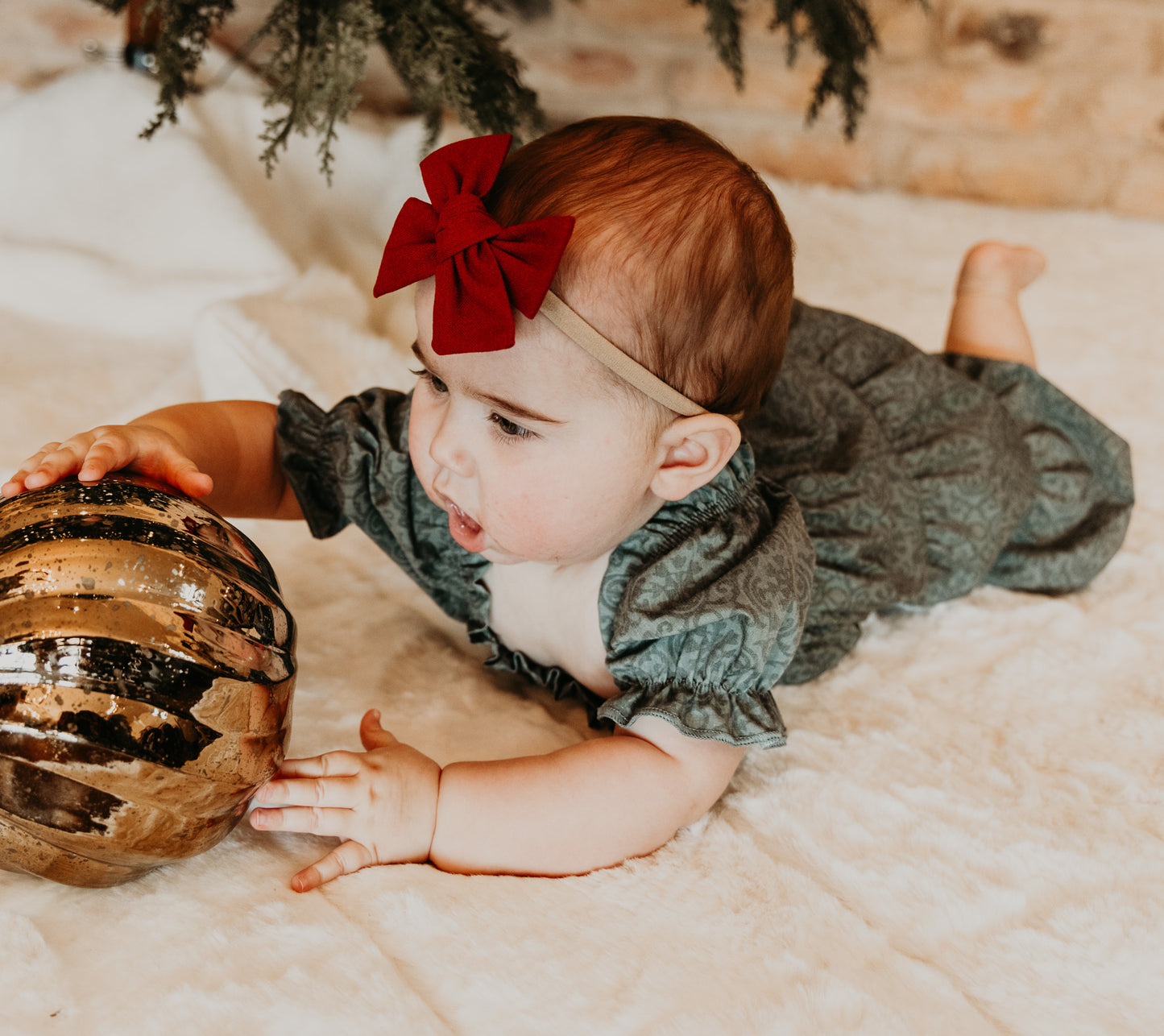 Crimson Red Linen 2-Piece Headband Set