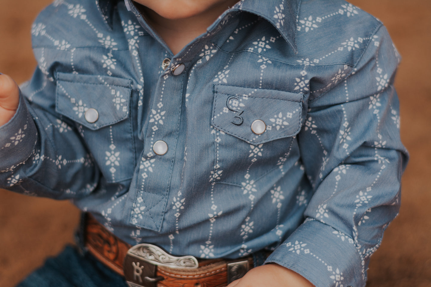 Starlight Vintage Long Sleeve Pearl Snap Onesie