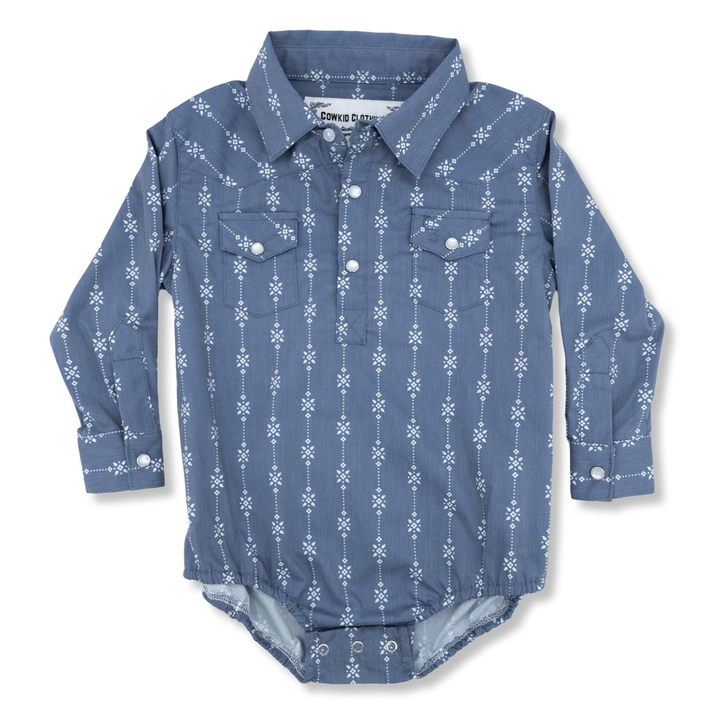 Starlight Vintage Long Sleeve Pearl Snap Onesie