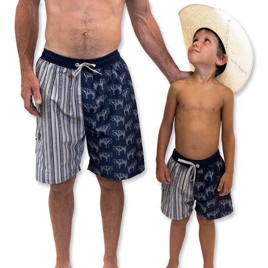 Ranch Horse Pin Stripe Swim Trunks (Infant-Adult)