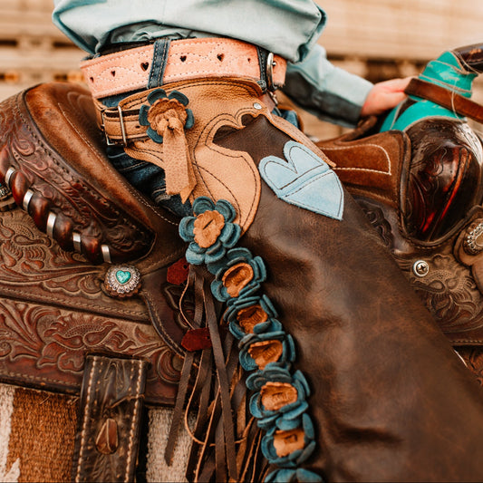 Periwinkle Floral Chaps