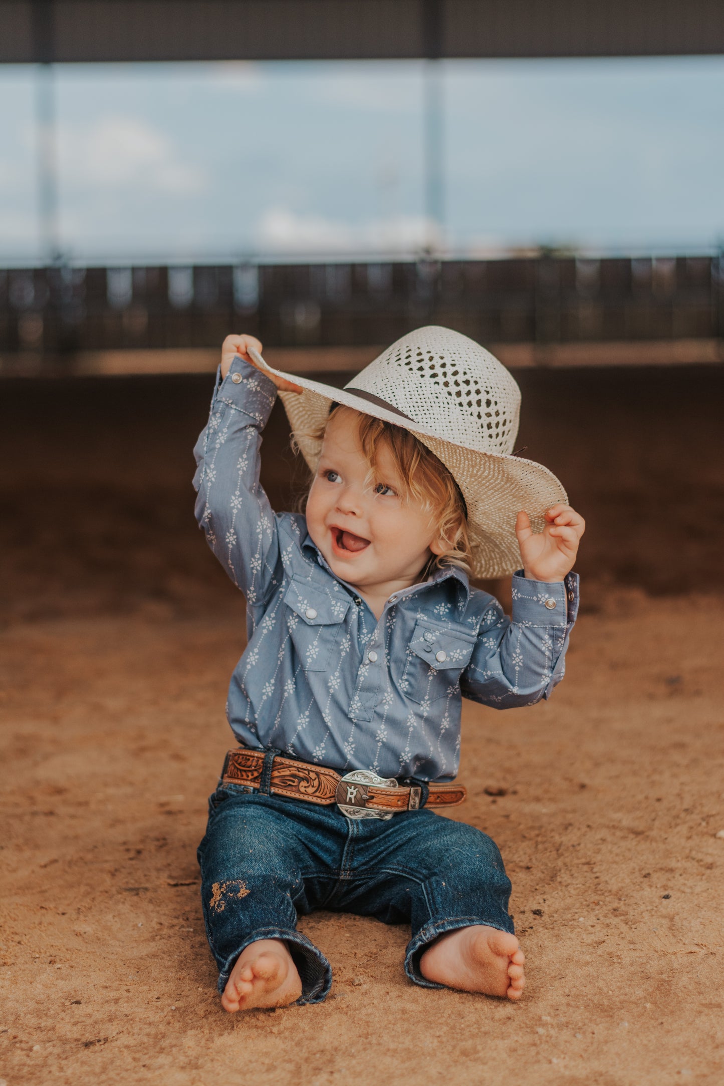 Starlight Vintage Long Sleeve Pearl Snap Onesie