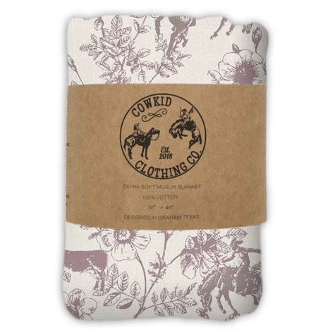 Western Daydream Rose Cotton Muslin Blanket with Scalloped Edges
