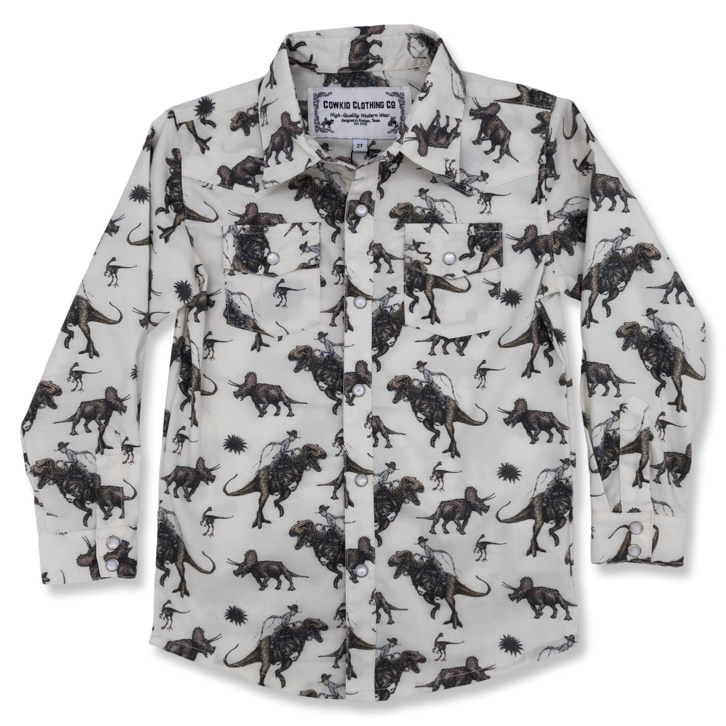 Cowboy Dino Long Sleeve Pearl Snap (Toddler-Adult)