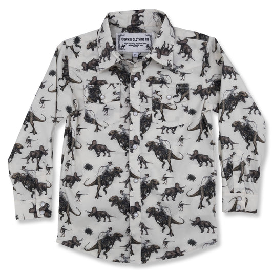Cowboy Dino Long Sleeve Pearl Snap (Toddler-Adult)