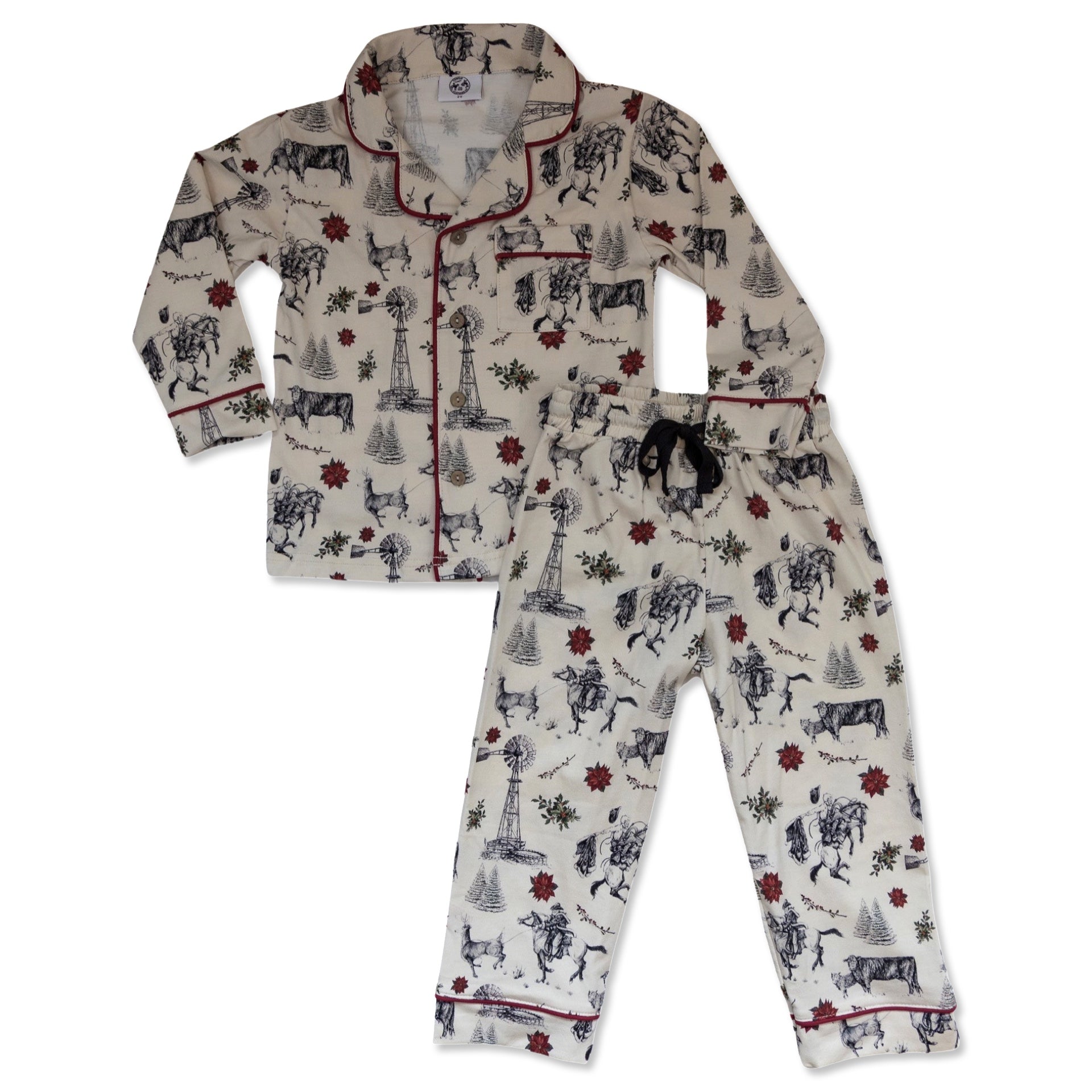 Vintage Poinsettia Christmas Pajama Set – Cowkid Clothing Company