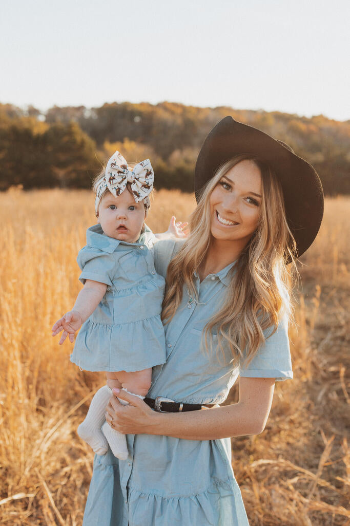 Light Denim Pearl Snap Dress (Infant-Adult)