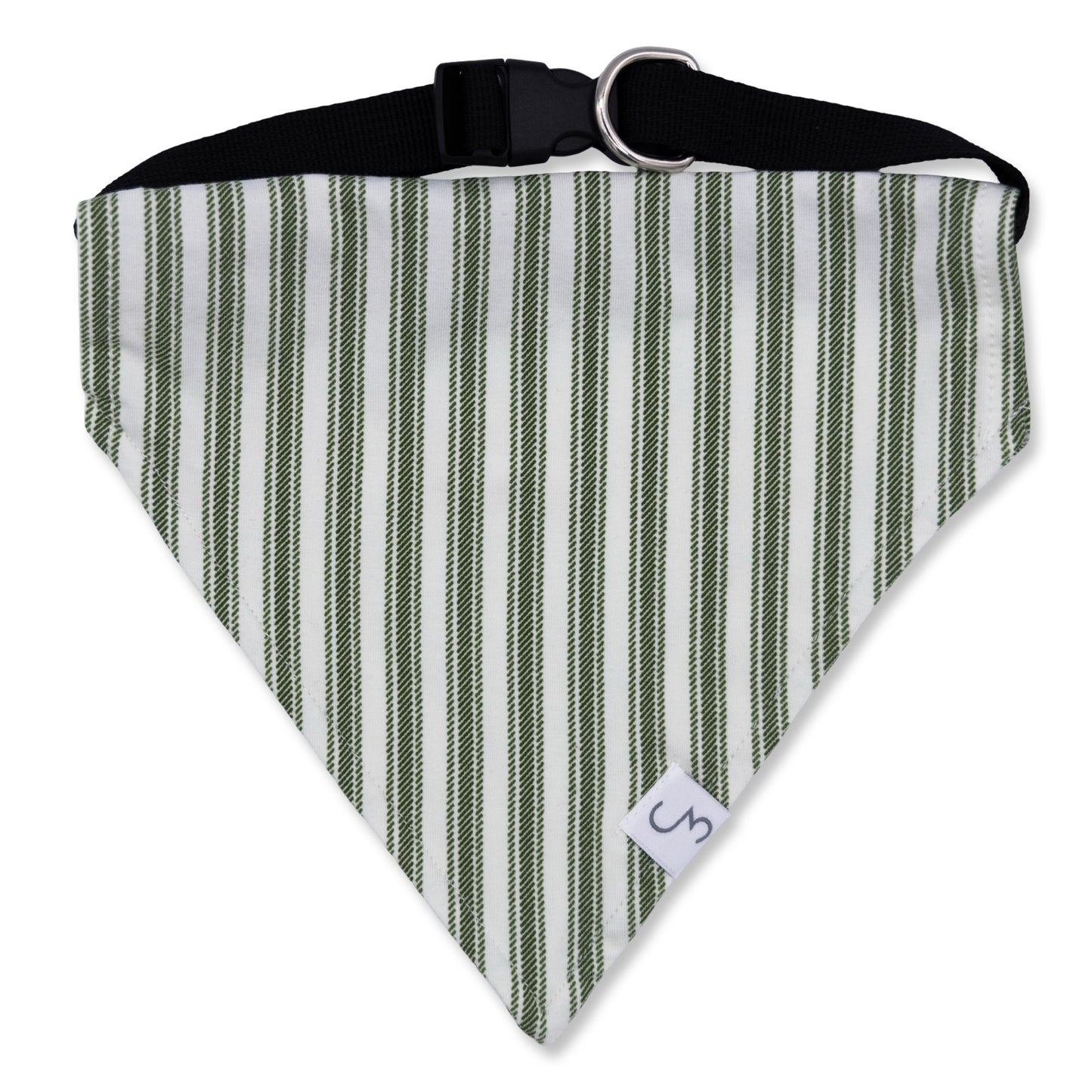 Silent Night Vintage Stripe Christmas Adjustable Dog Collar with Bandana